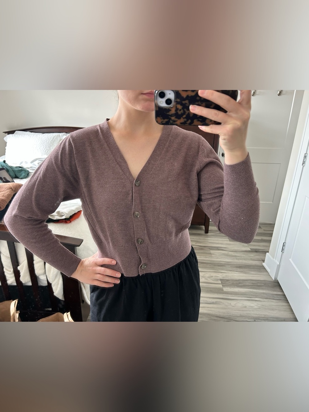 Women’s a new day Dusty Mauve V-Neck Button Cardigan